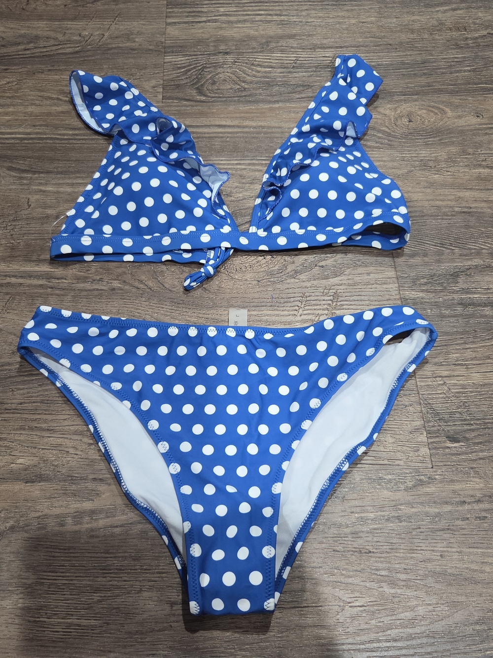 Cupshe Blue Polka Dot Two-Piece Swim Set Size Large New